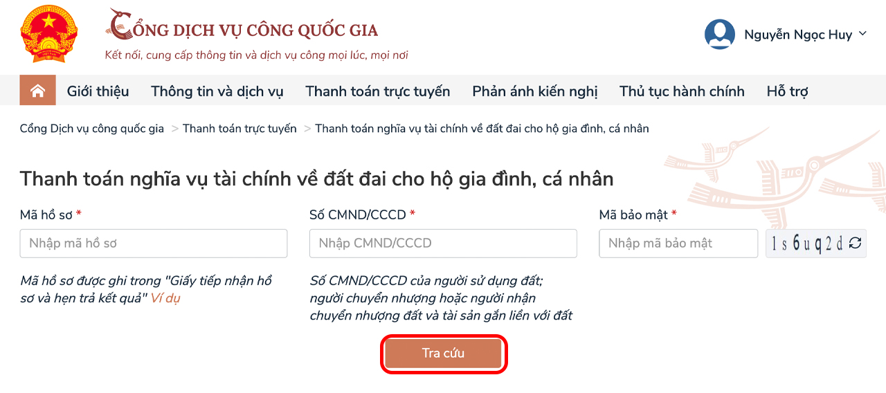 đóng thuế đất online