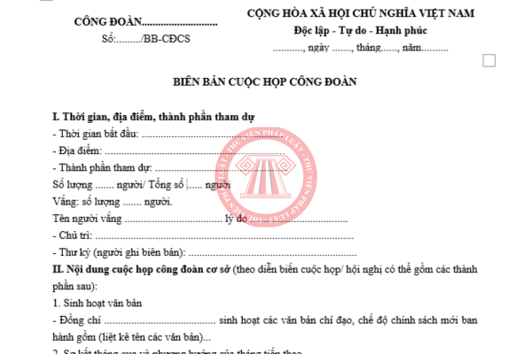File word mẫu biên bản họp công đoàn mới nhất 2025