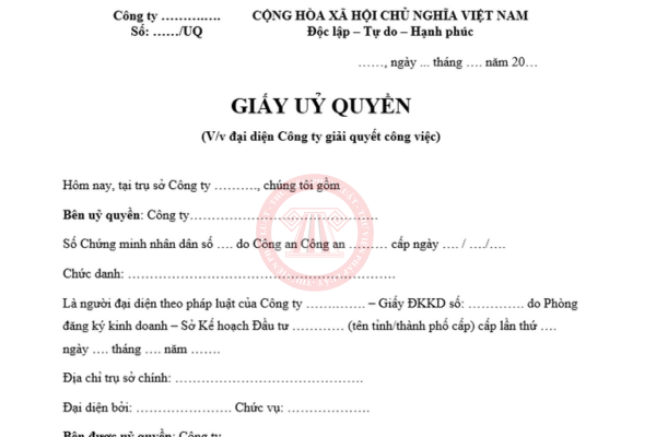 mẫu giấy ủy quyền giải quyết công việc