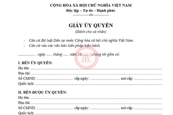 mẫu giấy ủy quyền