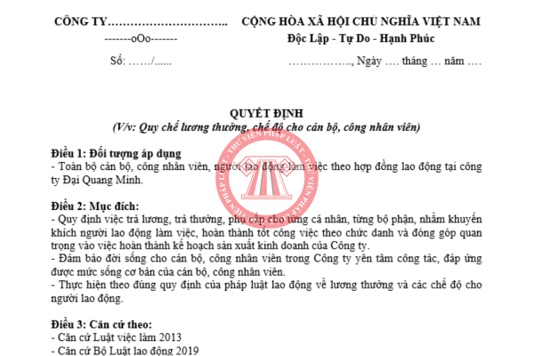 Tải về mẫu quy chế lương thưởng phụ cấp mới nhất 2025