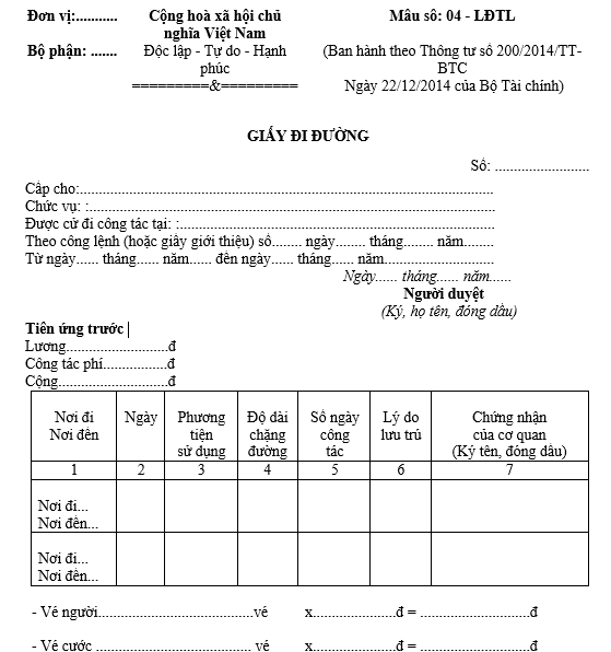 File word mẫu giấy đi đường