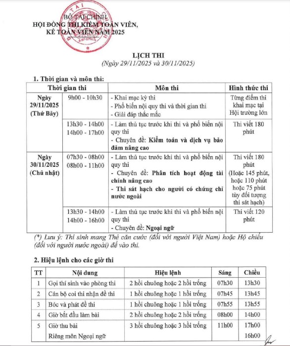 Lịch thi 1