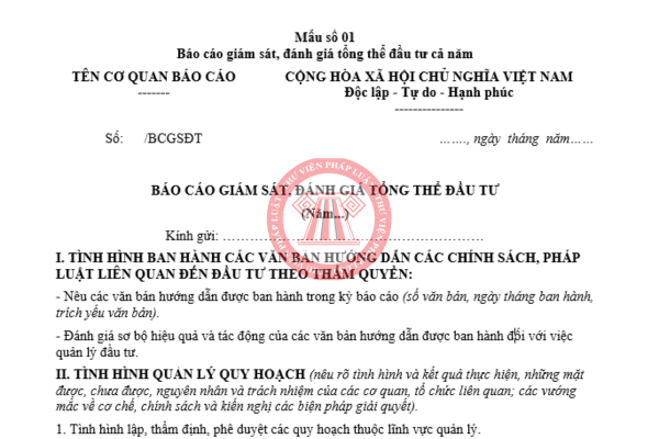 Tải về mẫu báo cáo giám sát đánh giá tổng thể đầu tư cả năm mới nhất 2025