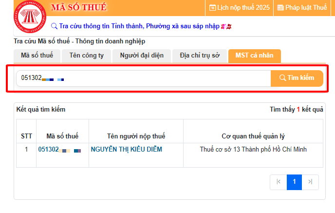 tra cứu mst tncn