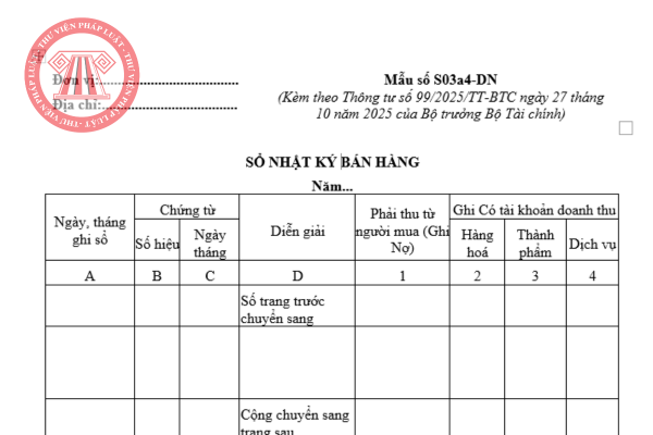 Tải về mẫu sổ nhật ký bán hàng áp dụng năm 2026