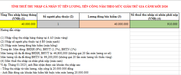 Công cụ tính thuế thu nhập cá nhân 2026