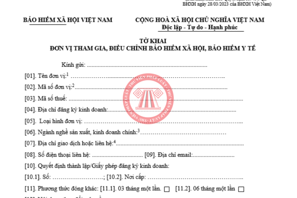 Mẫu đăng ký BHXH lần đầu cho doanh nghiệp 2026