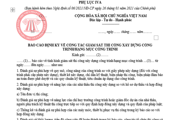 Mẫu báo cáo tuần trong xây dựng mới nhất hiện nay