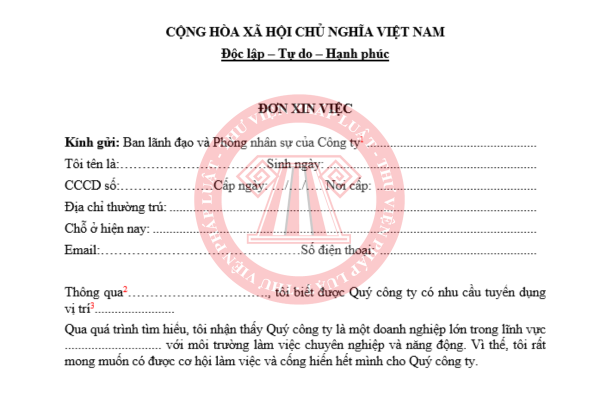 File word Mẫu đơn xin việc mới nhất 2026 và hướng dẫn điền