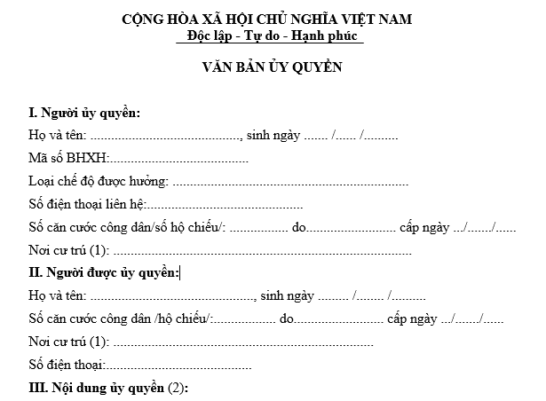 giấy ủy quyền BHXH 2026
