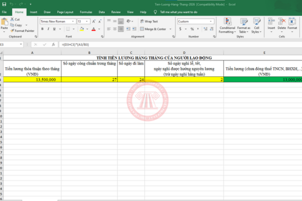 file excel tính tiền lương hàng tháng