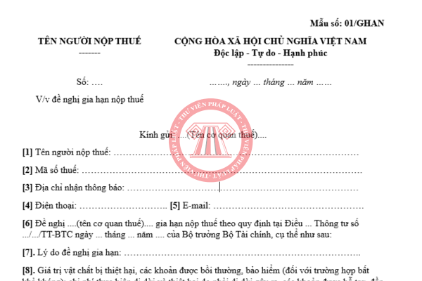 File word mẫu giấy đề nghị gia hạn nộp thuế 2026 theo Nghị định 373/2025/NĐ-CP