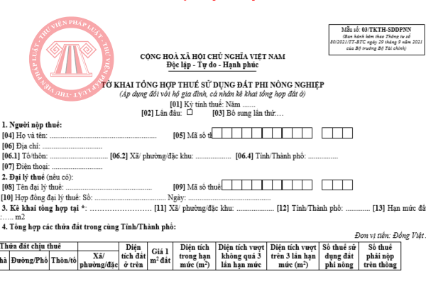Tải về file word mẫu số 03/TKTH-SDDPNN theo Thông tư 80/2021/TT-BTC