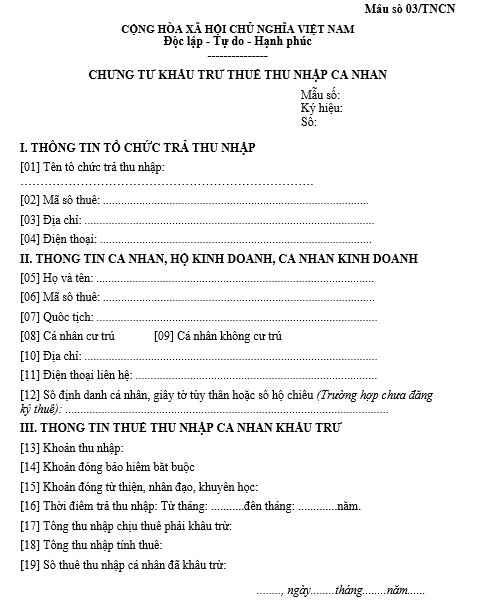 cách viết chứng từ khấu trừ thuế tncn 2026