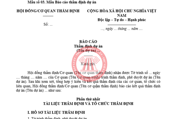 Tải mẫu báo cáo thẩm định dự án đầu tư ứng dụng công nghệ thông tin 2026