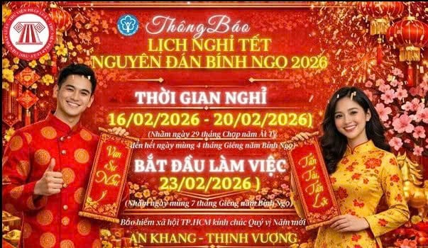 Lịch nghỉ Tết Nguyên đán 2026 của BHXH TP. Hồ Chí Minh