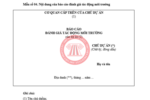 Nội dung của báo cáo đánh giá tác động môi trường mới nhất 2026