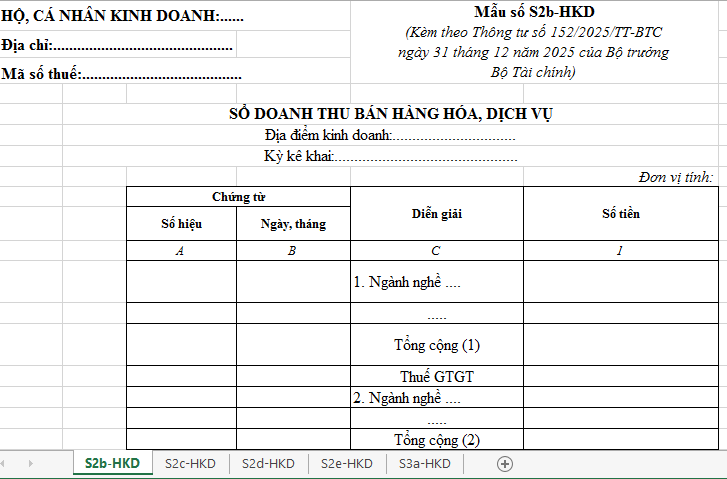 mẫu sổ sách kế toán hộ kinh doanh n hóm 3