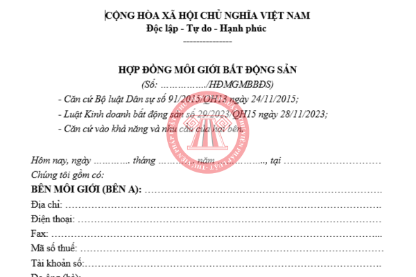 Tải về mẫu hợp đồng môi giới bất động sản 2026