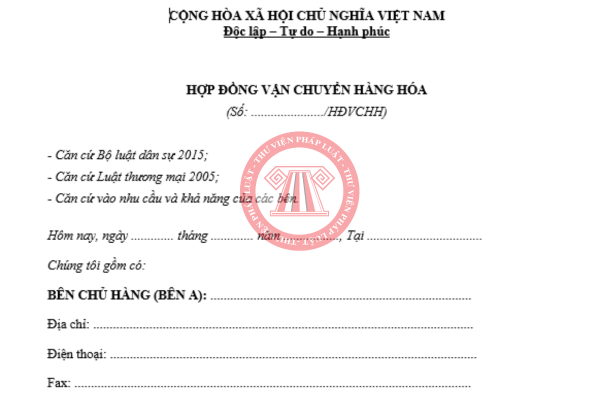 File word mẫu hợp đồng vận chuyển hàng hóa 2026