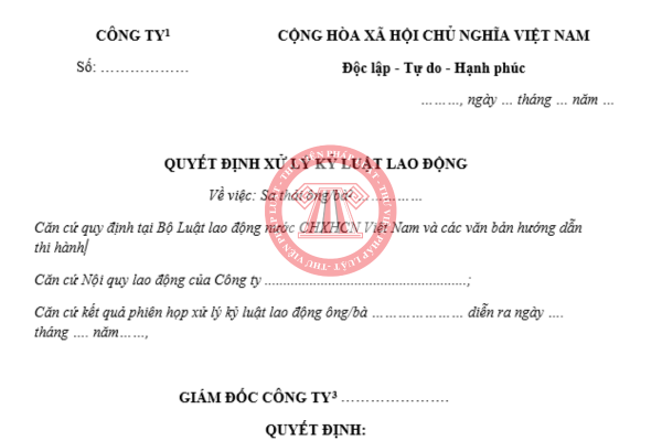 Tải về mẫu quyết định sa thải nhân viên 2026