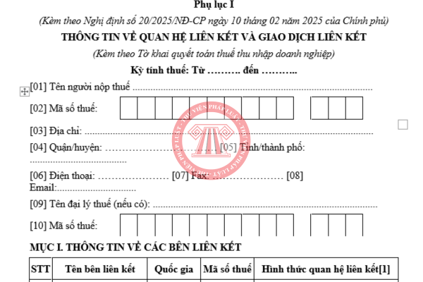 Tải về mẫu tờ khai giao dịch liên kết 2026 mới nhất