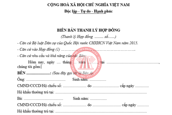 File word mẫu biên bản thanh lý hợp đồng mới nhất 2026