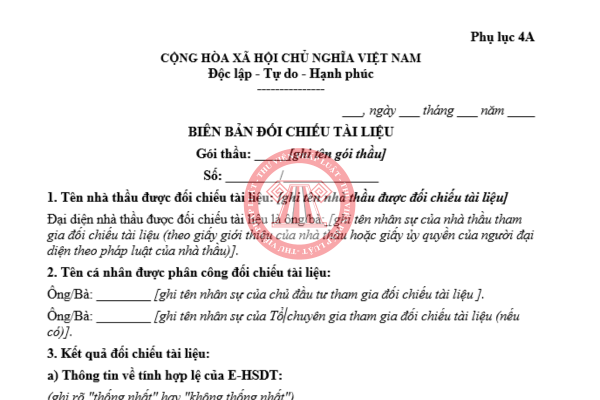Tải mẫu biên bản đối chiếu tài liệu 2026