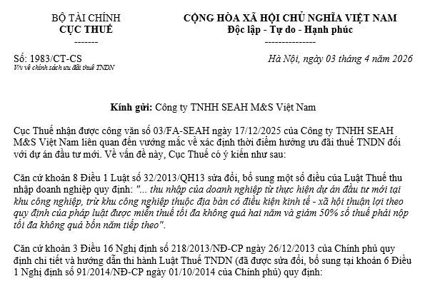Công văn 1983/CT-CS