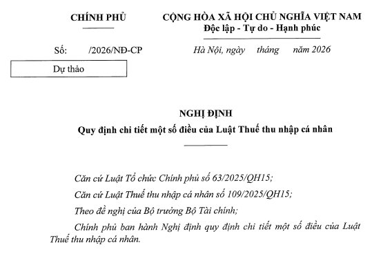 Nghị định hướng dẫn luật thuế tncn 2026