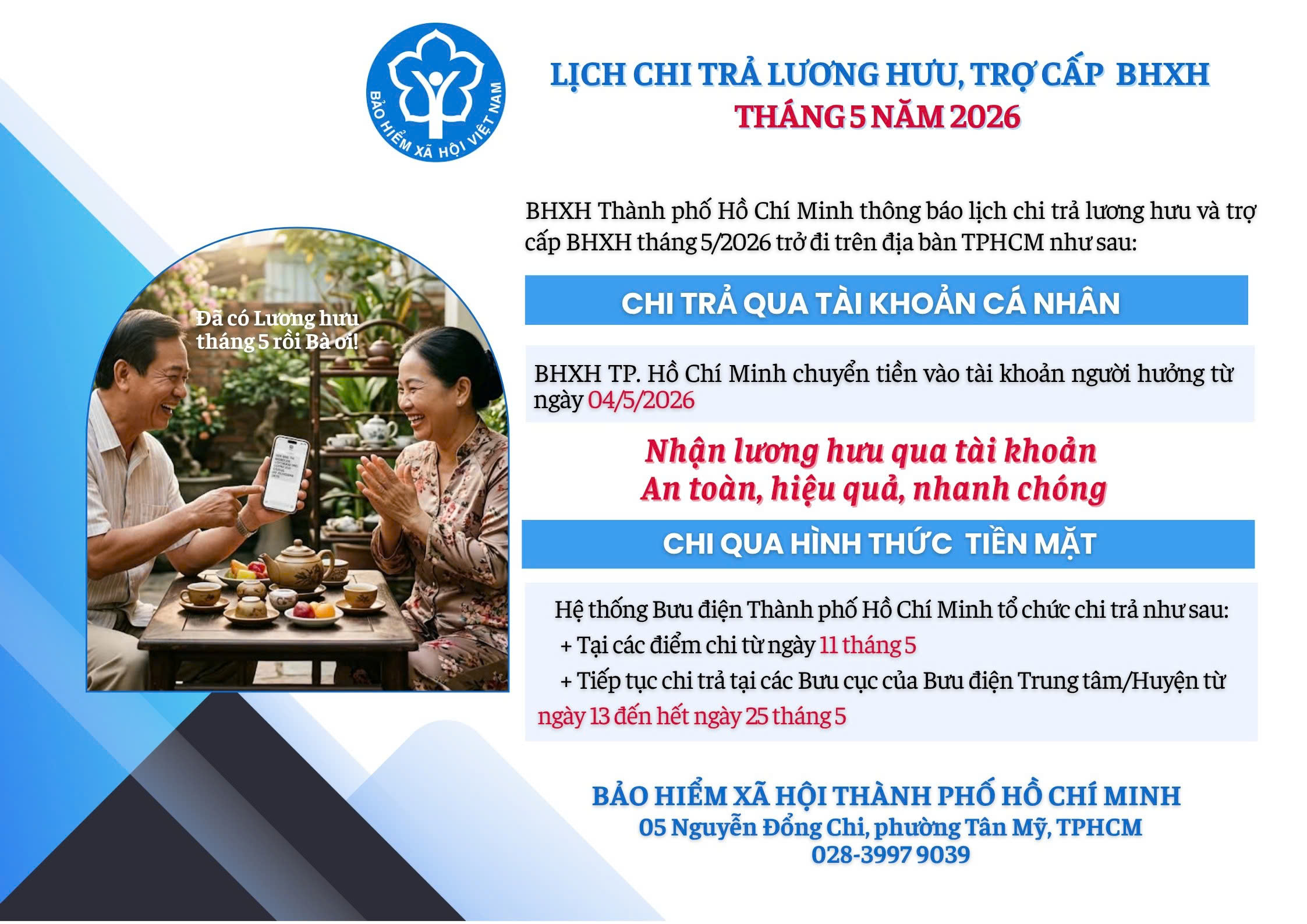 lịch chi trả lương hưu thành phố hồ chí minh tháng 5 