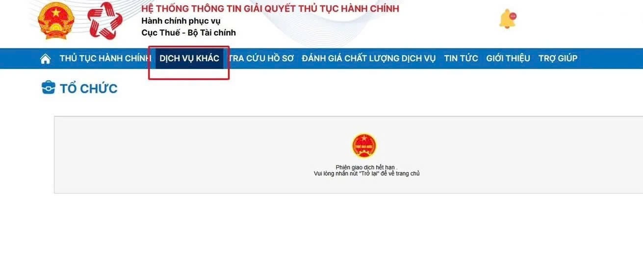lỗi không vào lập giấy nộp tiền trên Dịch vụ công được