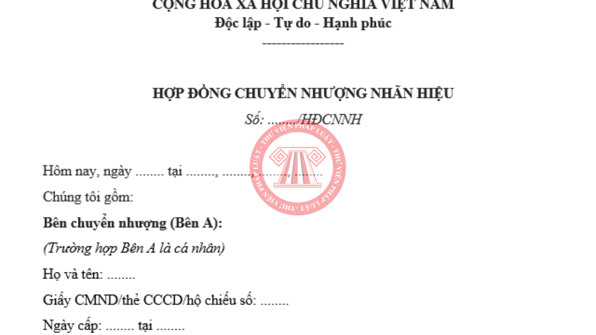 Tải về mẫu hợp đồng chuyển nhượng nhãn hiệu 2026