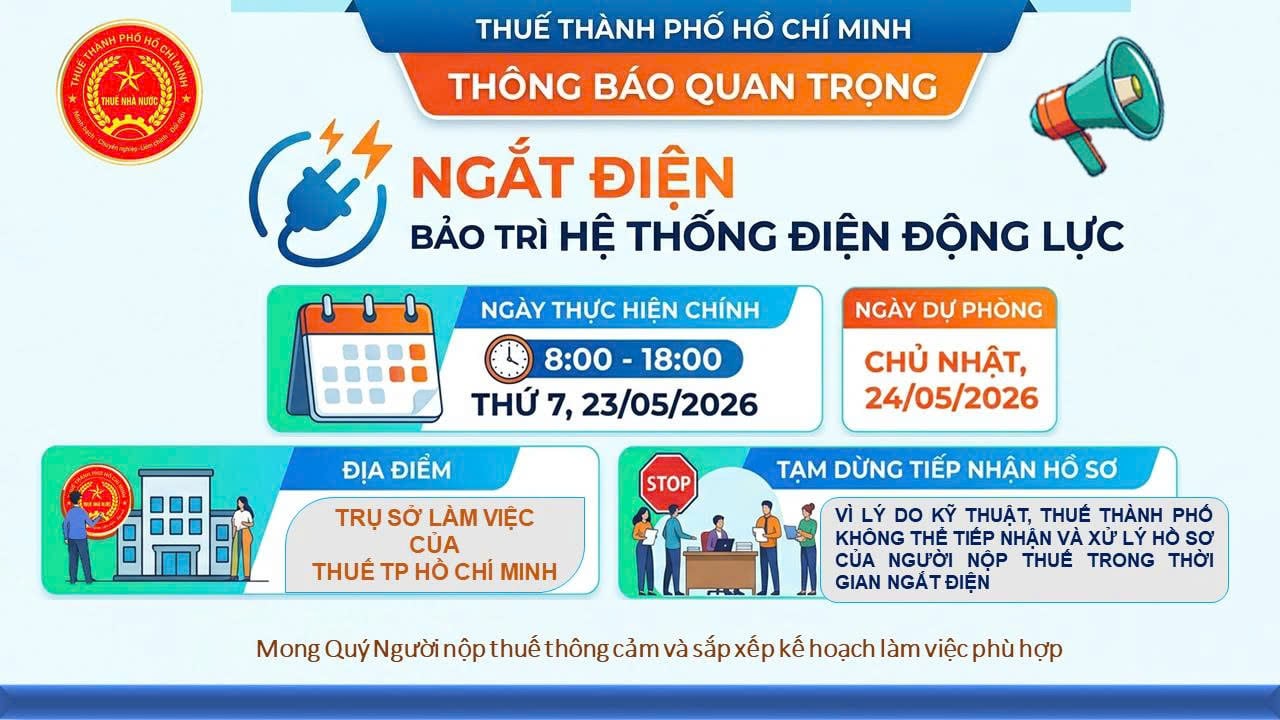 thông báo tạm dừng tiếp nhận hồ sơ thuế tphcm