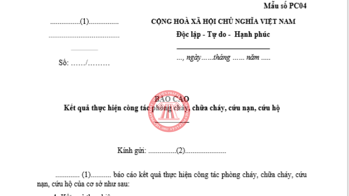 mẫu báo cáo pccc pc04