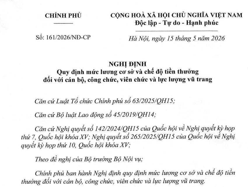 Nghị định lương cơ sở 2026