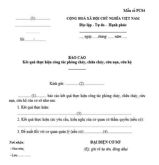 mẫu báo cáo PCCC 6 tháng đầu năm 2026 PC04
