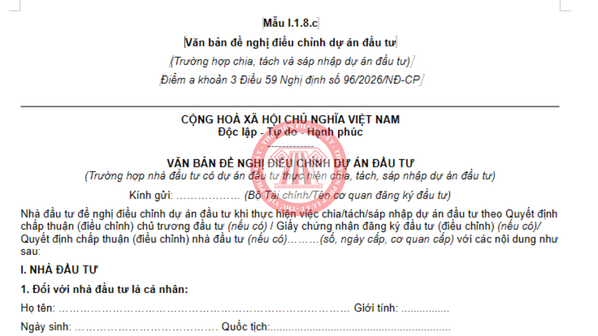 File word Mẫu I.1.8.c theo Thông tư 55/2026/TT-BTC
