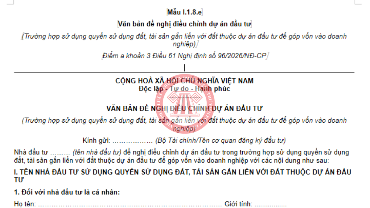 Tải về file word Mẫu I.1.8.e theo Thông tư 55/2026/TT-BTC