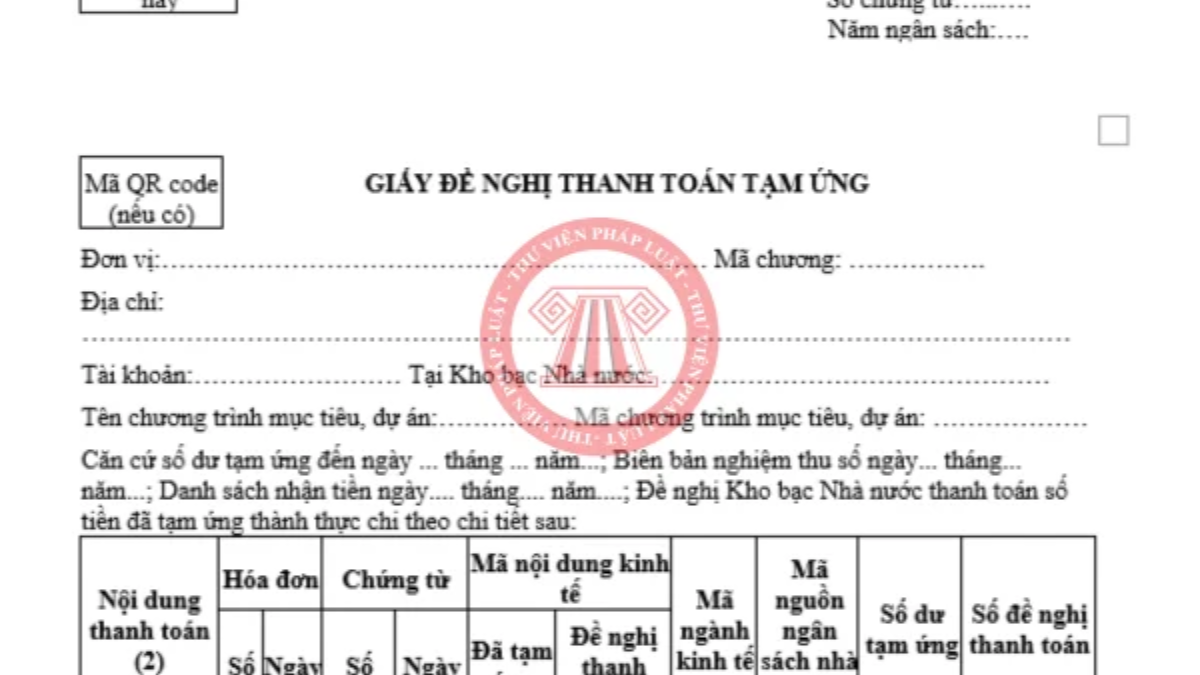 Tải mẫu giấy đề nghị thanh toán tạm ứng mới nhất 2026
