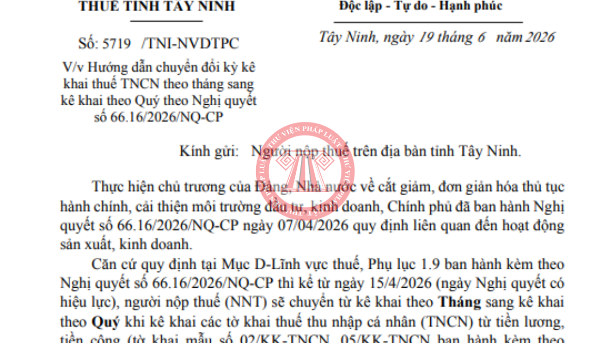 Tải về Công văn 5719/TNI-NVDTPC