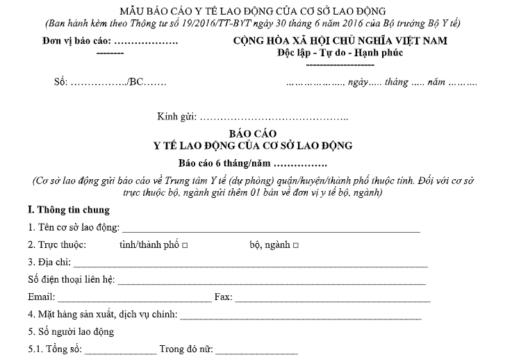 mẫu báo cáo y tế lao động 2026