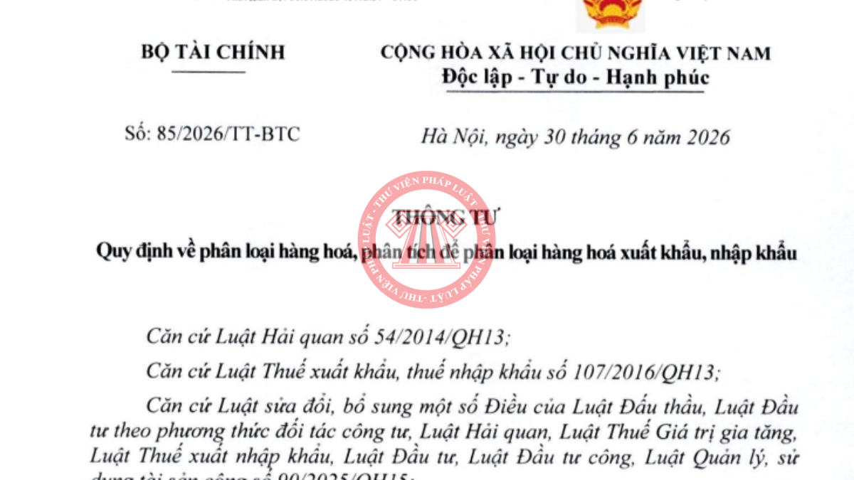 Thông tư 85/2026/TT-BTC PDF