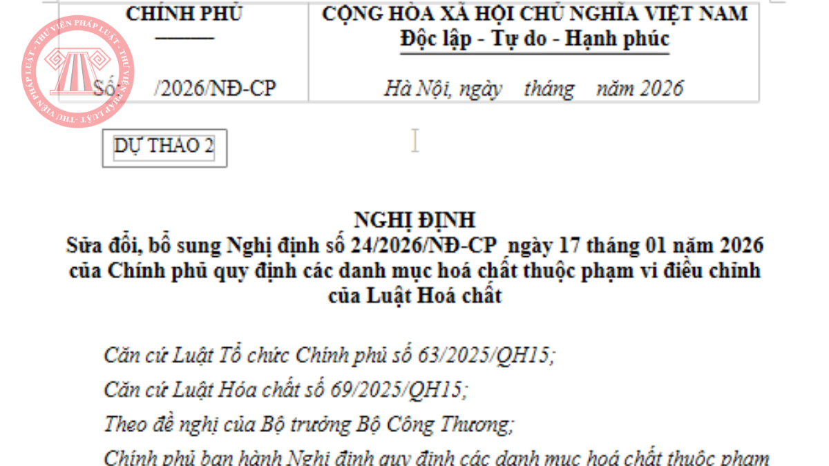 Tải về Dự thảo Nghị định sửa đổi Nghị định 24/2026/NĐ-CP