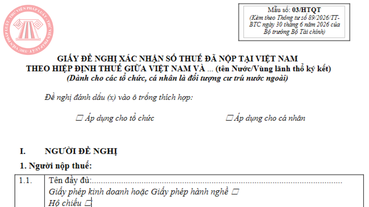 File word mẫu 03/HTQT Thông tư 89/2026/TT-BTC