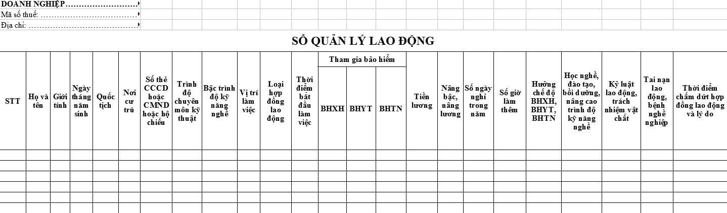 sổ quản lý lao động