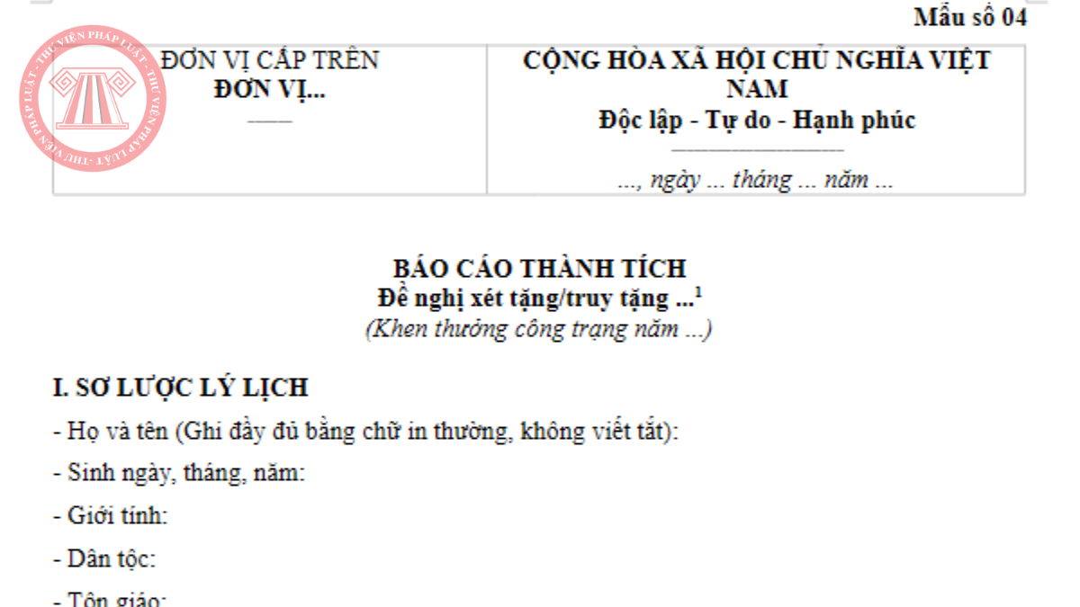 Tải file word mẫu số 04 Thông tư 67/2026/TT-BGDĐT
