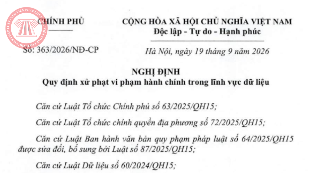 Tải Nghị định 363/2026/NĐ-CP PDF về xử phạt hành chính trong lĩnh vực dữ liệu 
