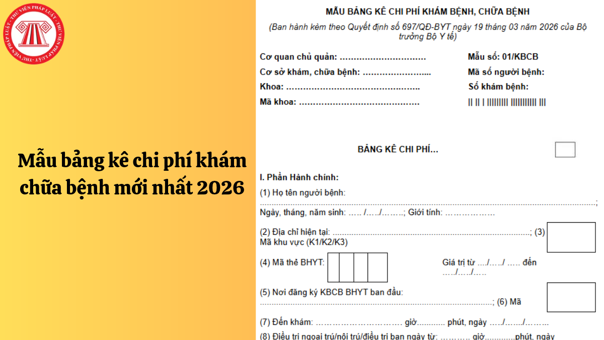 Mẫu bảng kê chi phí khám chữa bệnh mới nhất 2026